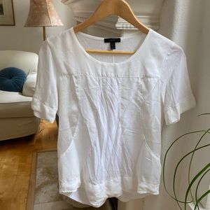 J Crew white silk shirt sleeve top size small